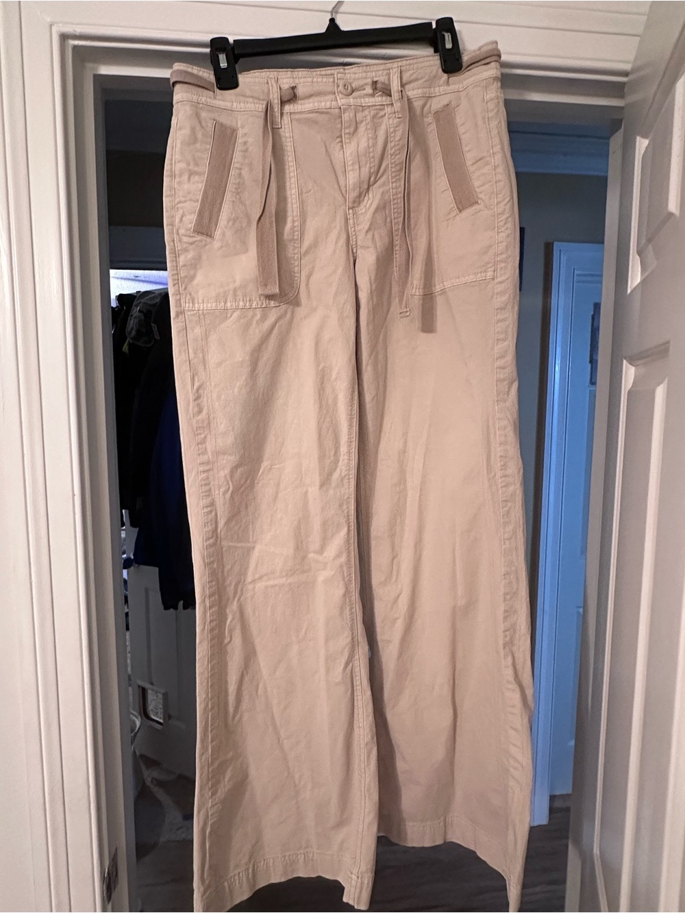 American Eagle Womens Beige Wide-Leg Cotton Utility Pants